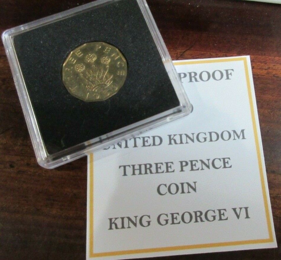 1950 George VI Brass PROOF Threepence ROYAL MINT FDC BOX / COA