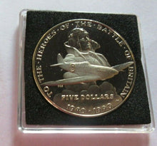 Load image into Gallery viewer, 1990 BATTLE OF BRITAIN SPITFIRE MARSHALL ISLANDS PROOF $5 COIN BOX &amp; COA
