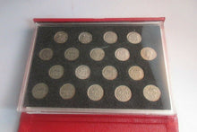 Load image into Gallery viewer, 1937-1952 KING GEORGE VI BARE HEAD SILVER SIXPENCE 18 COIN COLLECTION BOXED
