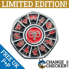 Load image into Gallery viewer, 2022 Zodiac Astrology Horoscope Rare 50p Shaped Coin Limited Edition of 100 COA
