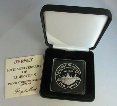 1945-1985 HMS BEAGLE LIBERATION SILVER PROOF BAILIWICK OF JERSEY £2 CROWN COIN
