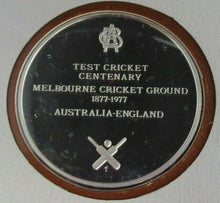 Load image into Gallery viewer, 1877-1977 THE TEST CRICKET CENTENARY OFFICIAL COMMEMORATIVE SILVER MEDAL PNC
