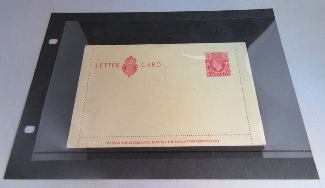 KING GEORGE VI 2 1/2d LETTER CARD UNUSED IN CLEAR FRONTED HOLDER