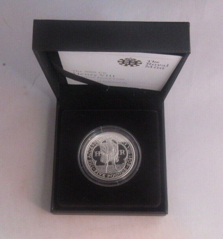 2009 HENRY VIII UK SILVER PROOF £5 FIVE POUND COIN WITH BOX & COA