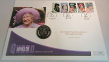 Load image into Gallery viewer, 1900-2002 HM QUEEN ELIZABETH QUEEN MOTHER PROOF SIERRA LEONE $1 COIN COVER PNC
