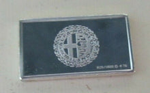 Load image into Gallery viewer, 1929 ALFA ROMEO 15mm X 10mm 1.60gram SILVER INGOT WITH INFORMATION SLIP
