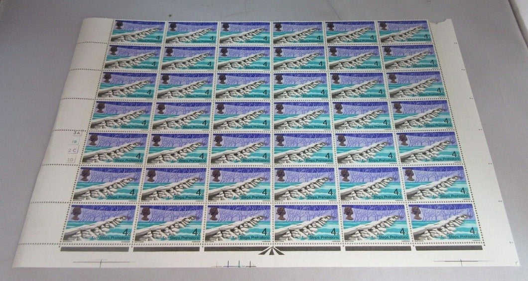 1968 TARR STEPS PREHISTORIC 4d BLOCK OF 42 STAMPS MNH