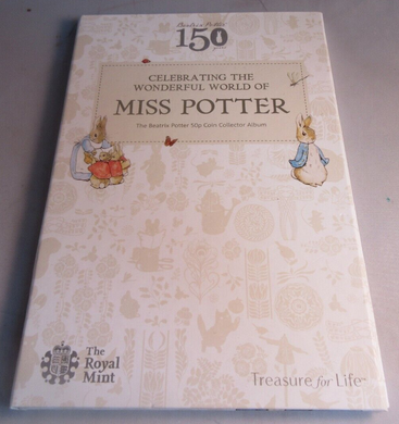 2016 THE BEATRIX POTTER 50P COIN COLLECTOR ALBUM WITH COINS EF-AUNC