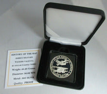 Load image into Gallery viewer, 2008 HISTORY OF THE RAF AIRBUS MILITARY VICKERS VALENTA S/PROOF $5 COIN BOX COA
