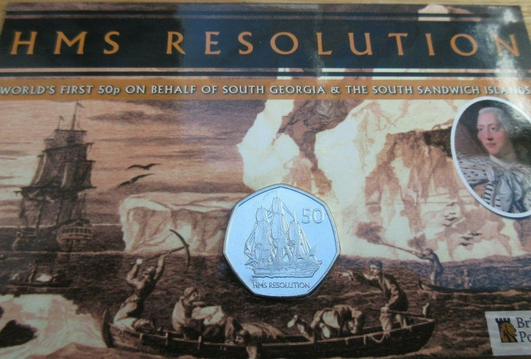 2020 Fifty Pence HMS RESOLUTION  50p Coin PACK GEORGIA & SANDWICH ISLANDS