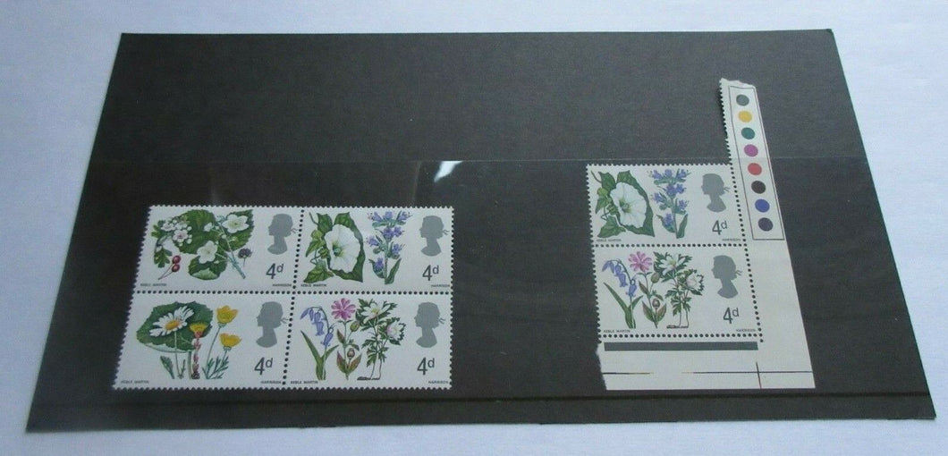 1966 FLOWERS 4d 6 STAMPS MNH WITH TRAFFIC LIGHTS & CLEAR FRONTED STAMP HOLDER