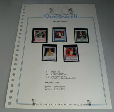 QUEEN ELIZABETH II THE 60TH BIRTHDAY OF HER MAJESTY PITCAIRN ISLANDS STAMPS MNH