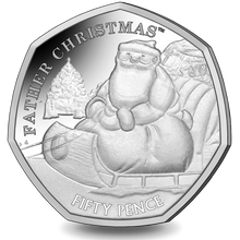 Load image into Gallery viewer, 2020 Father Christmas 50p Coin - Cupro Nickel Diamond Finish in a decoration
