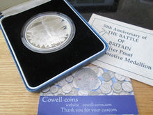 Load image into Gallery viewer, 1990 50th ANNIV BATTLE OF BRITAIN ROYAL MINT 2oz SILVER PROOF MEDAL SIGNED CERT
