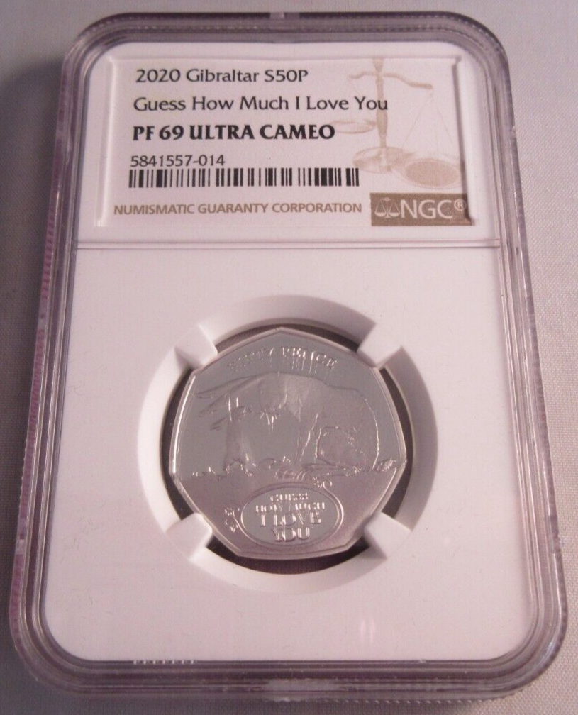 2020 GIBRALTAR GUESS HOW MUCH I LOVE YOU PF69 ULTRA CAMEO NGC SLABBED COIN