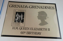 Load image into Gallery viewer, 1986 QUEEN ELIZABETH II 60TH BIRTHDAY GRENADA GRENADINES STAMPS &amp; ALBUM SHEET
