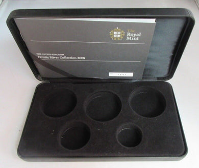 ROYAL MINT BOX FOR 3X£5 1X£2 & 1X£1 COINS & FAMILY SILVER COLLECTION 2008 CERT