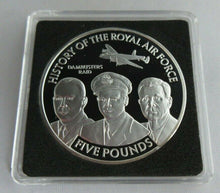 Load image into Gallery viewer, 2008 HISTORY OF THE RAF DAMBUSTERS RAID SILVER PLATED PROOF £5 CROWN BOX COA
