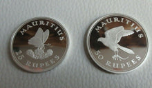 Load image into Gallery viewer, MAURITIUS CONSERVATION 1975 ROYAL MINT SILVER PROOF 50 &amp; 25 RUPEES MINT
