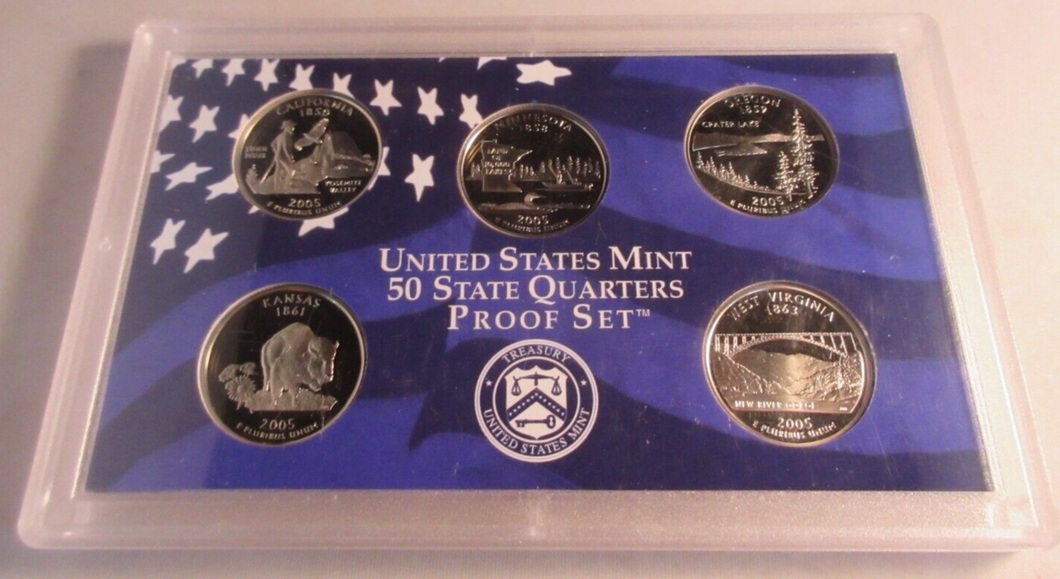 2005 UNITED STATES MINT 50 STATE QUARTERS PROOF 5 COIN SET SAN FRANCISCO MINT