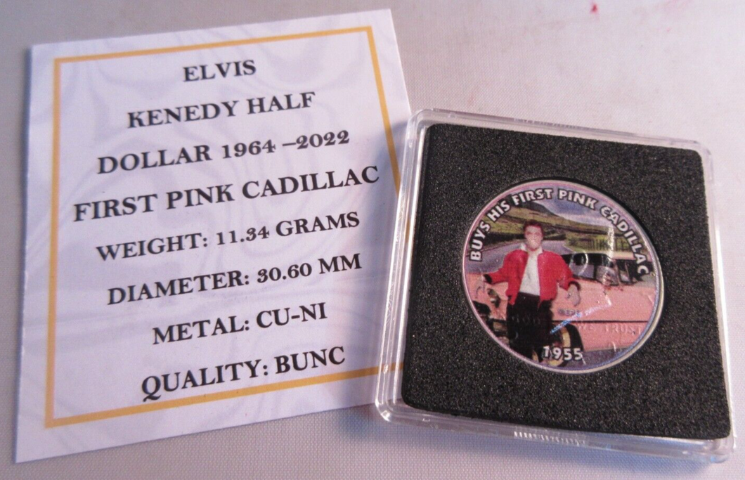 1955 ELVIS KENEDY HALF DOLLAR COIN FIRST PINK CADILLAC BUNC