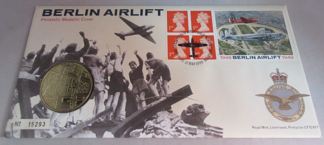 1948-1949 THE BERLIN AIRLIFT - NICKEL BRASS - PHILATELIC MEDALLIC COVER PNC