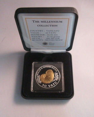 The Millennium Collection Vanuatu 1998 Silver Proof 50 Vatu Coin BoxCOA