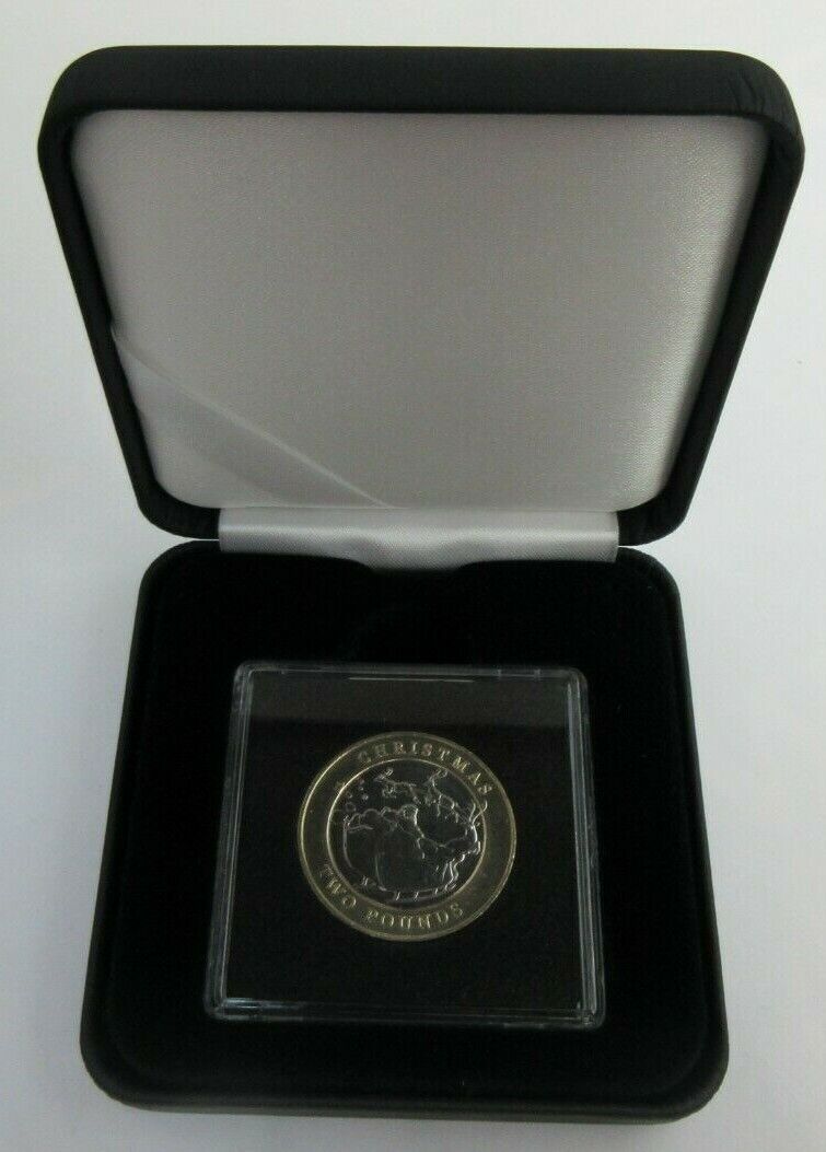2020 £2 COIN GIBRALTAR CHRISTMAS BUNC COIN QEII PRESENTED IN QUAD CAPSULE & BOX