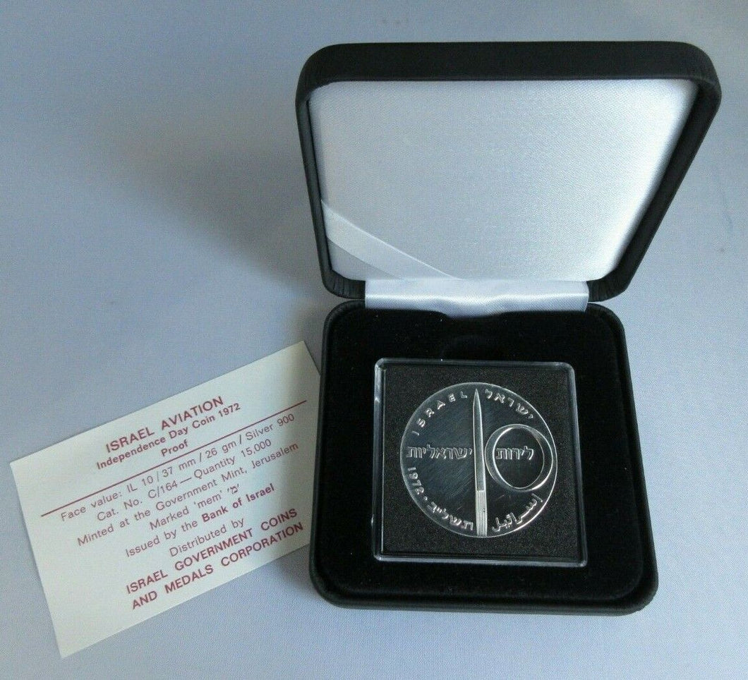 1972 INDEPENDENCE DAY SILVER PROOF ISRAEL 10 LIROT .900 SILVER COIN BOXED