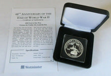 Load image into Gallery viewer, 2005 60TH ANNIVERSARY OF THE END OF WWII QEII SILVER PROOF ONE CROWN BOX/COA
