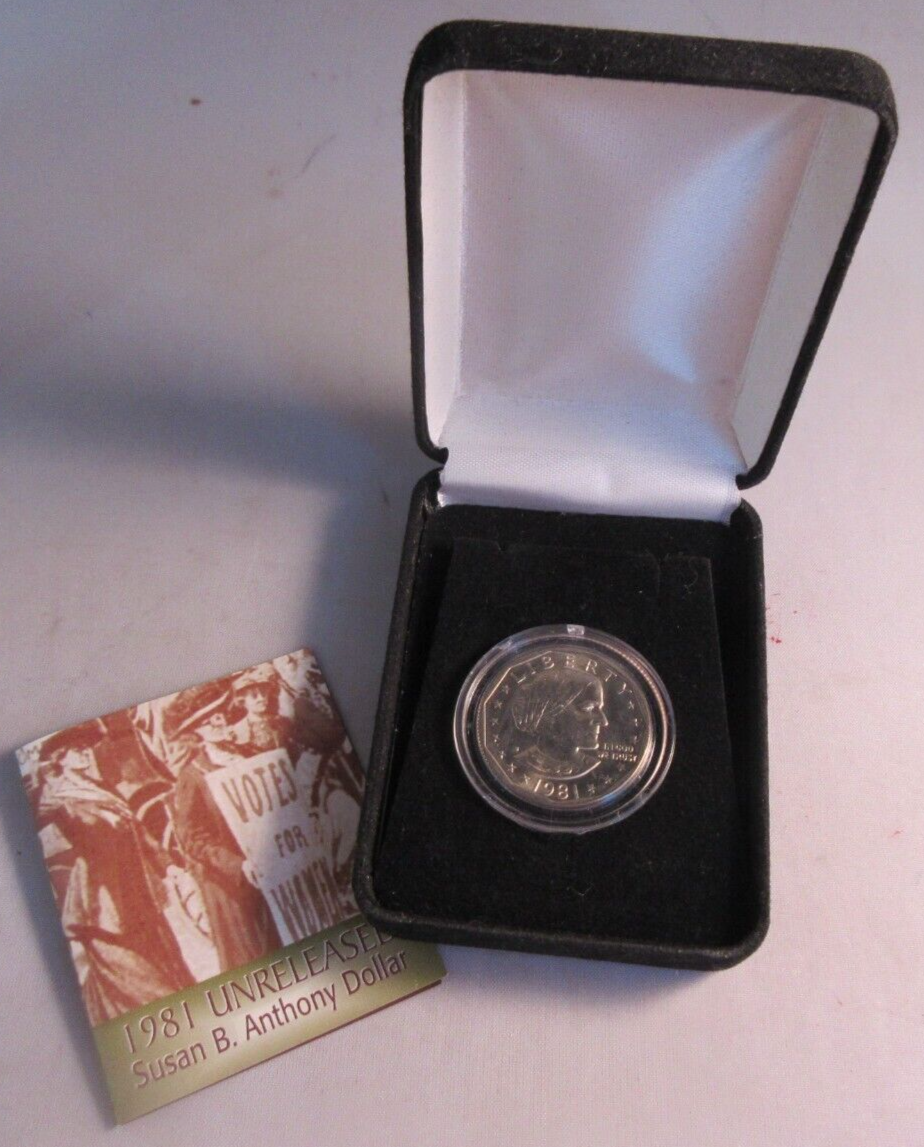 1981 UNRELEASED SUSAN B ANTHONY DOLLAR BEAUTIFULLY BOXED WITH COA