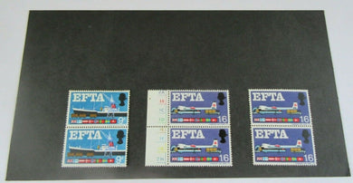 1967 EFTA SEA FREIGHT PRE DECIMAL 1/6 X 4 & AIR FREIGHT 9d X 2 STAMPS MNH