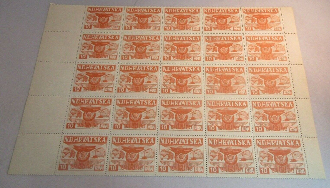 1949 Independent Croatia Government in Exile 75th Ann.of UPU Mint MNH StampS OR