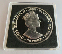 Load image into Gallery viewer, 2002 QEII GOLDEN JUBILEE QUEENS CROWN 50P CROWN COLOURED PROOF BOXED WITH COA
