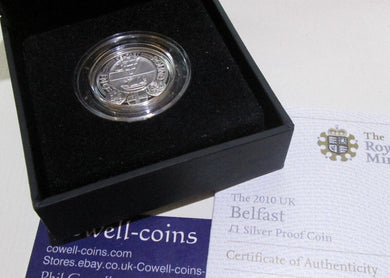 UK 2010 ROYAL MINT Capital Cities Belfast £1 One Pound SILVER Proof  BOX/COA Cc1