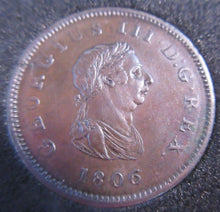 Load image into Gallery viewer, 1806 GEORGE III HALF PENNY 3 BERRIES EF PRESENTED IN QUADRANT CAPSULE AND BOX
