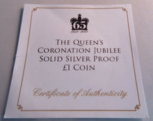 Load image into Gallery viewer, THE QUEENS CORONATION JUBILEE ALDERNEY 2018 £1 SILVER PROOF COIN WITH BOX &amp; COA
