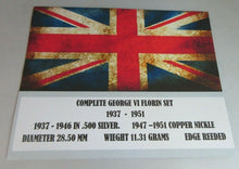 Load image into Gallery viewer, COMPLETE SET OF FLORINS VF-EF GEORGE VI 1937-1952 UK 16 COIN SET PRESENTED BOXED
