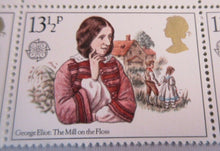 Load image into Gallery viewer, GB 1980 GEORGE ELIOT THE MILL ON THE FLOSS 13 1/2p GUTTER PAIRS 20 STAMPS MNH
