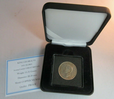1950 KING GEORGE VI PROOF FLORIN TWO SHILLINGS COIN BOX & COA