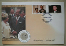 Load image into Gallery viewer, 1947-1997 ENGAGEMENT &amp; GARDEN PARTY QEII &amp; PRINCE PHILIP DOUBLE STAMP COVER
