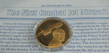 Load image into Gallery viewer, History of Man in Flight 1973 Gold Plated Bronze Scarce Medals + Info Sheet
