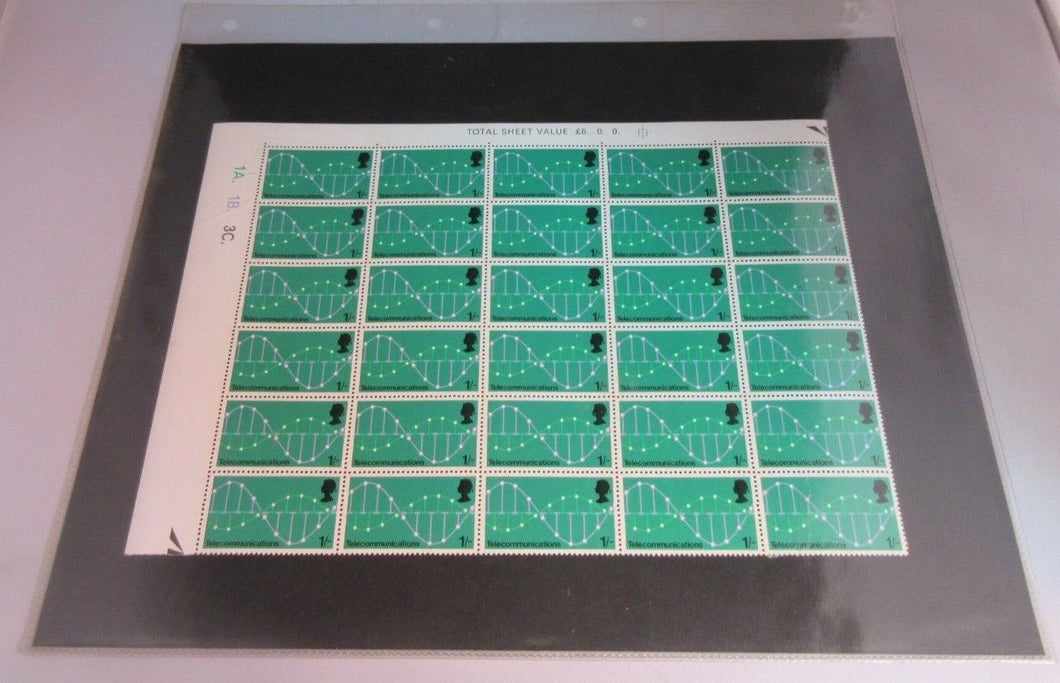 1969 TELECOMMUNICATIONS 1 SHILLING 30 X STAMPS MNH & CLEAR FRONTED FOLDER SHEET