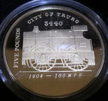 Load image into Gallery viewer, 2006 ROYAL MINT GOLDEN AGE OF STEAM TRAINS £5 SILVER PROOF COIN CHANNEL ISLANDS
