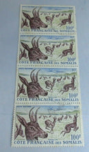 Load image into Gallery viewer, 1958 AIRMAIL COTE FRANCAISE DES SOMALIS GAZELLES 4 X 100F STAMPS MNH
