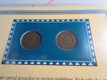 Load image into Gallery viewer, INDIAN HEAD PENNIES ISSUED 1896 &amp; 1897 WITH POSTAGE STAMPS ON ALBUM INFO SHEET
