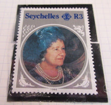 Load image into Gallery viewer, 1985 HMQE QUEEN MOTHER 85th ANNIV COLLECTION SEYCHELLES STAMPS ALBUM SHEET
