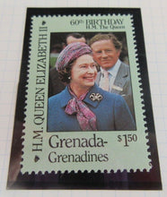 Load image into Gallery viewer, 1986 QUEEN ELIZABETH II 60TH BIRTHDAY GRENADA GRENADINES STAMPS &amp; ALBUM SHEET
