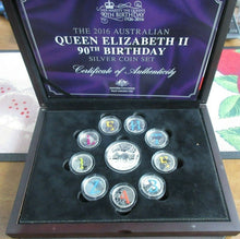 Load image into Gallery viewer, Queen&#39;s 90th Birthday 2016 Australian Silver Reverse Frosted 10 Coin Set Box/COA
