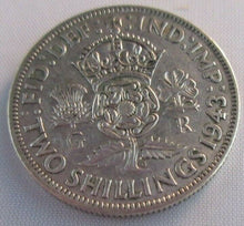 Load image into Gallery viewer, 1943 KING GEORGE VI FLORIN TWO SHILLINGS COIN aUNC .500 SILVER IN CLEAR FLIP
